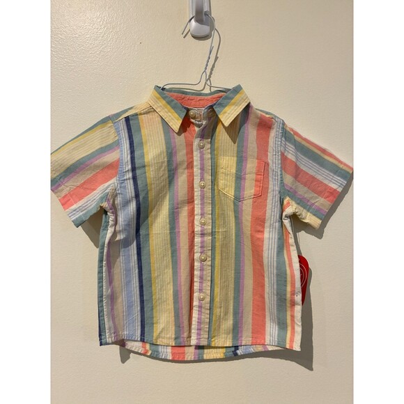**4 for $20** NWT Wonder Nation Pastel Stripe Button-Up Shirt - 18M - Picture 1 of 3